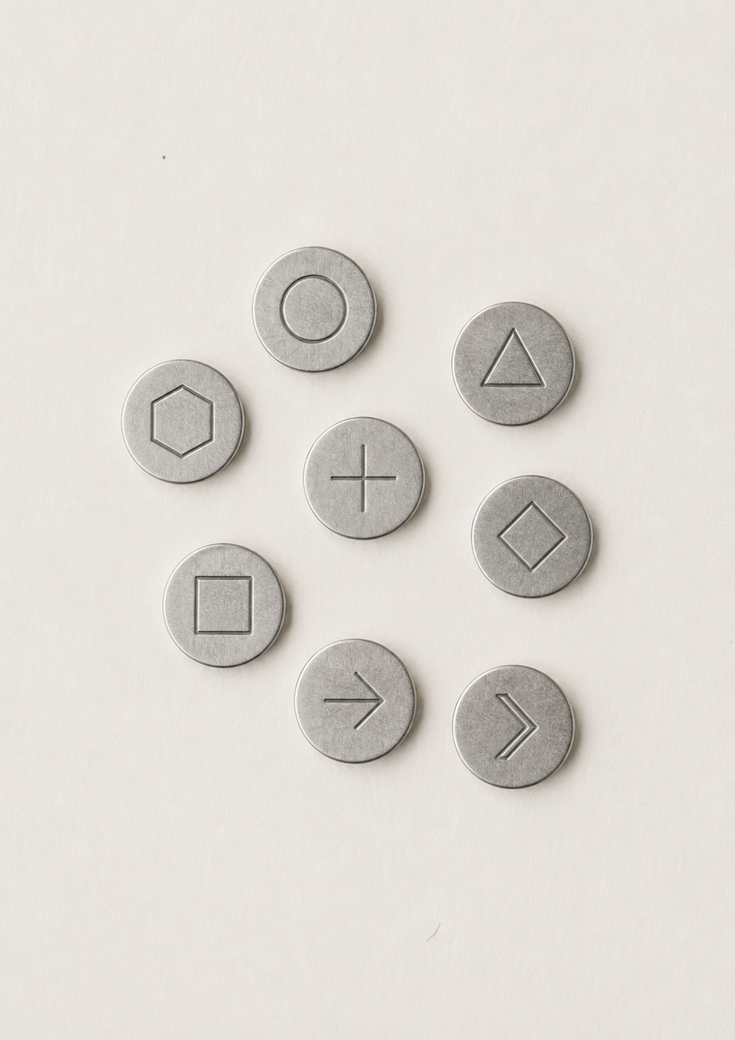 Metal multi-chain tokens in a flat lay